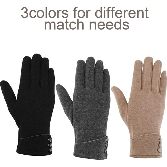 3 Pairs Womens Gloves Winter Touchscreen Texting Phone Windproof Gloves Warm Fle - Picture 7 of 7
